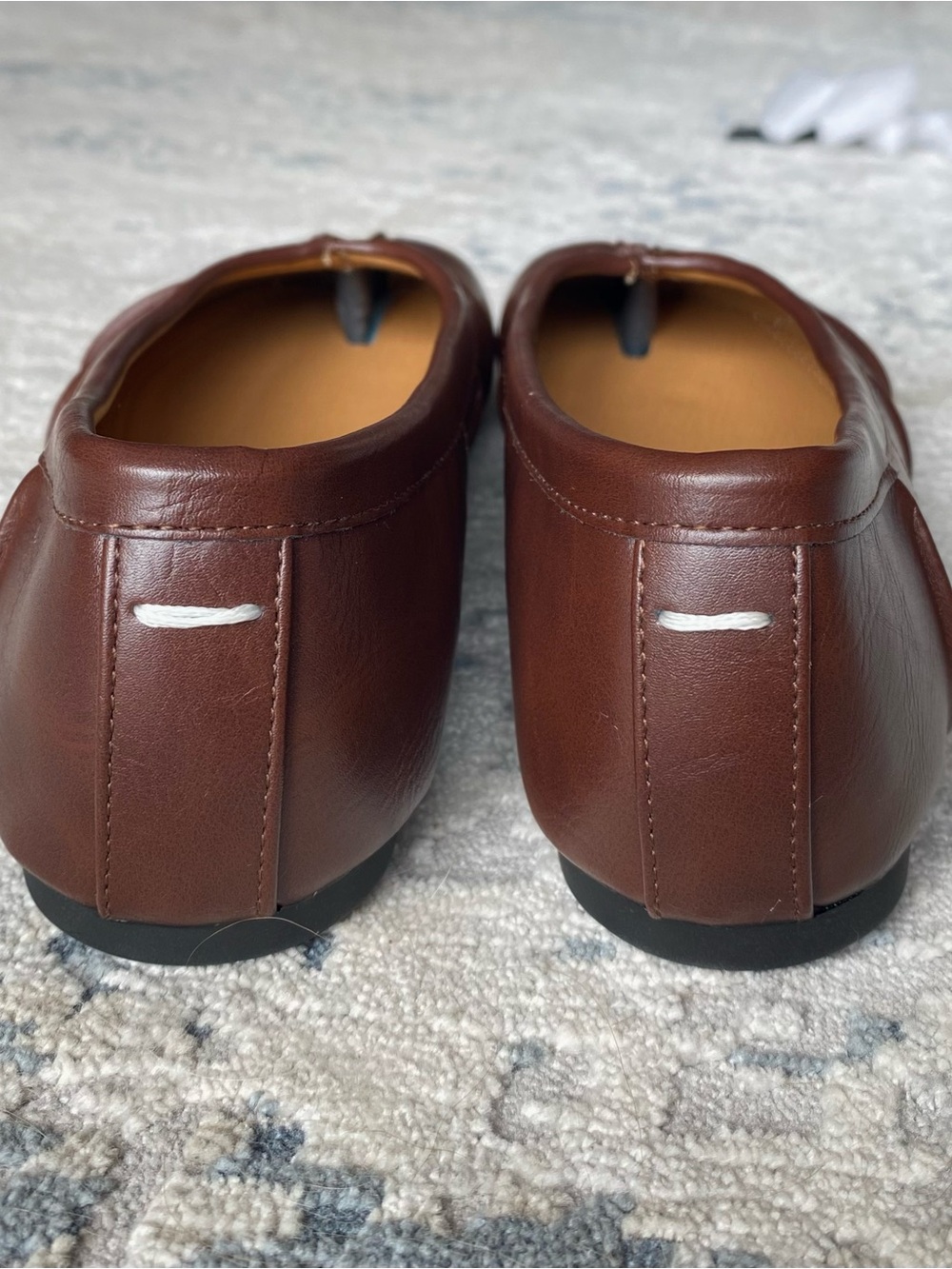 Brown Genuine Leather Tabi Ballet Flats - Picture 8 of 10